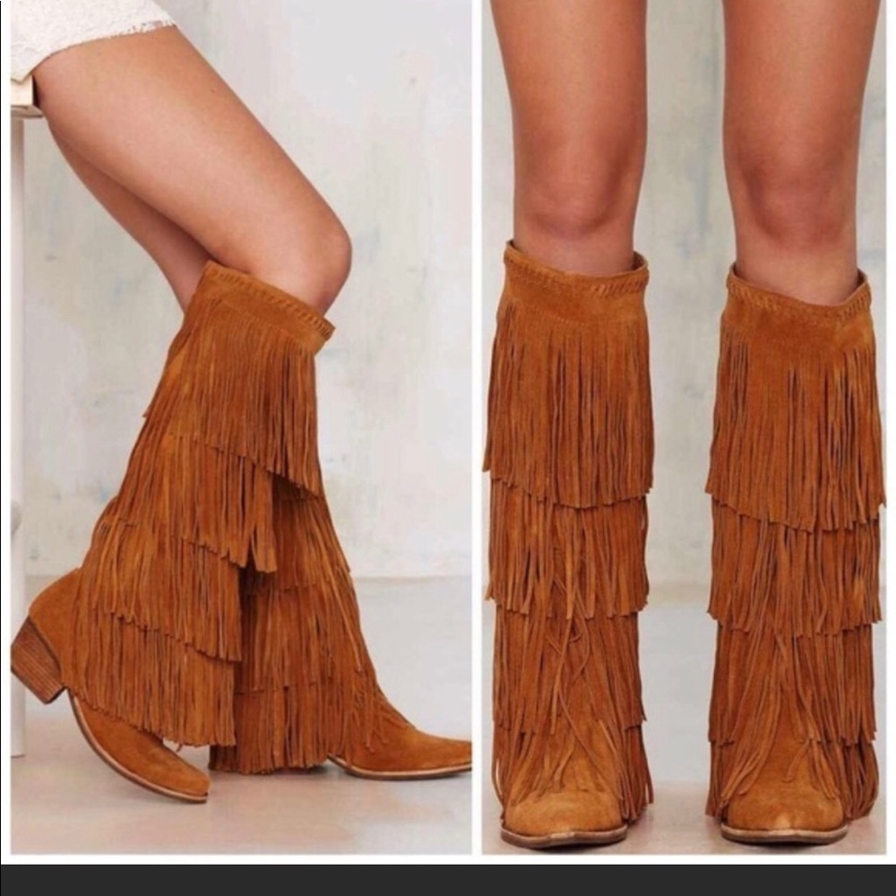 Jeffrey Campbell Fringe boots barely worn!